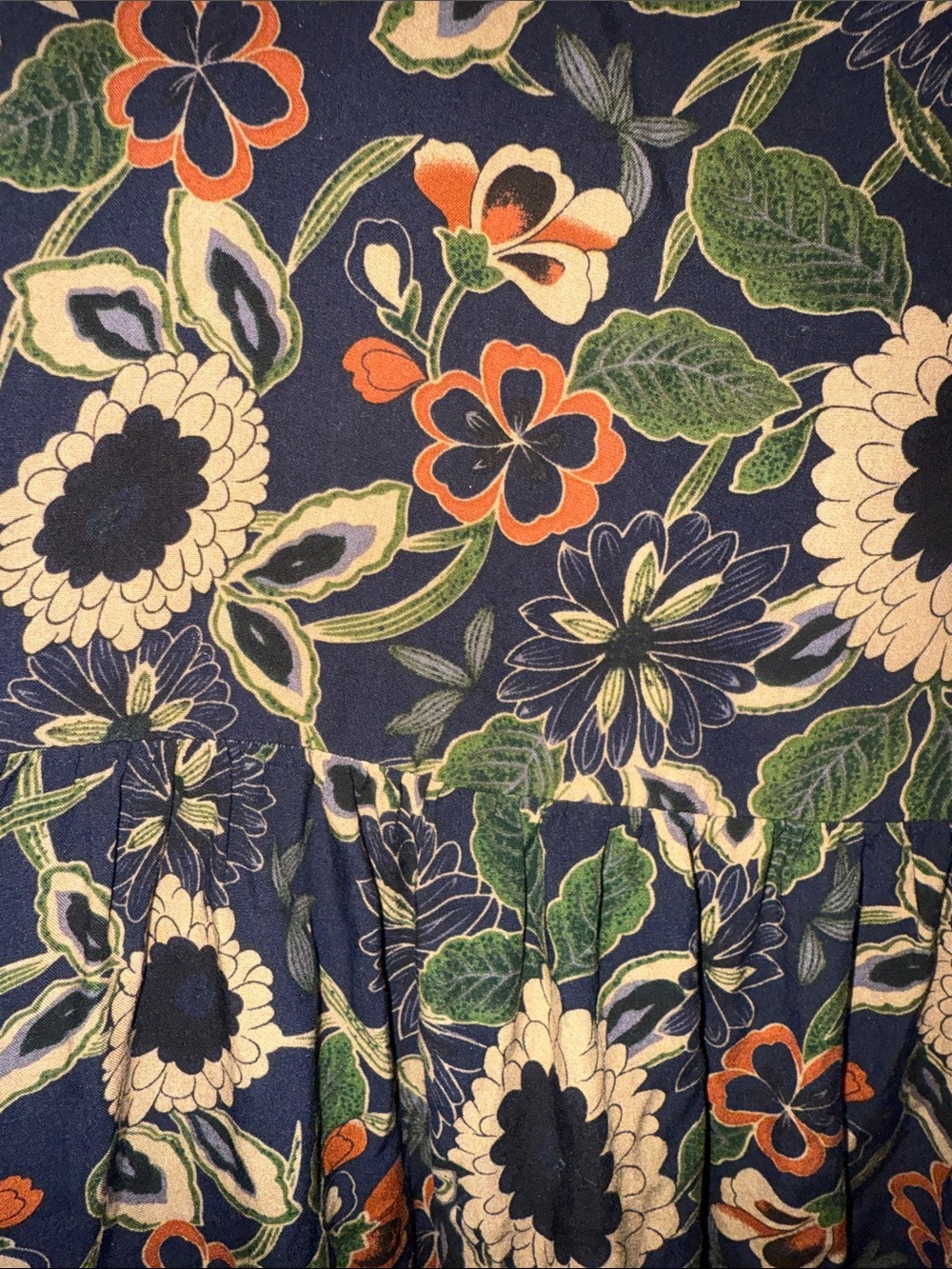 Natural Life | Tricia Mini Dress | Navy Tan Dahlias | XL - Picture 8 of 8